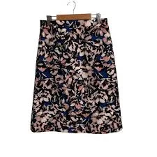 skirt J. Crew Hibiscus Floral A-Line Midi Skirt Blue Pink Black Size 4 NWT eBay $32