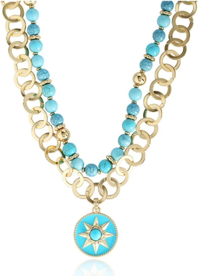 accessory Jessica Simpson Women's Layered Turquoise Bead Necklace Macy's $44.99
