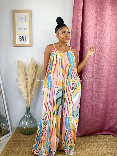 jumpsuit Jungle Juice Flowy Jumpsuit She Likes BVI $78