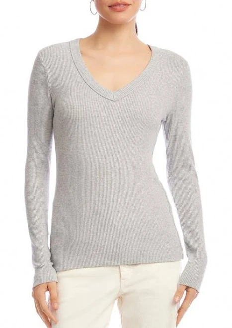 top Karen Kane Women's Ribbed V-Neck Long Sleeve Top Nordstrom $47.4