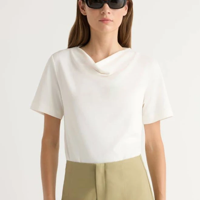 asymmetric neck top Kendra Organic Cotton Cowl-Neck Tee Nordstrom $88