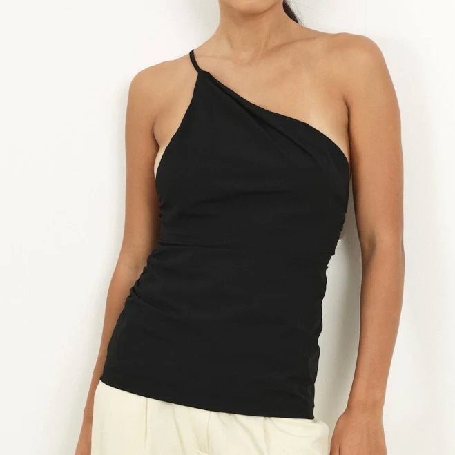 one shoulder top KSTM One Shoulder Draped Sleeveless Tank Top missguided $11.74