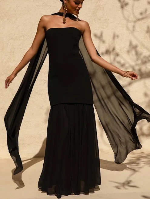 dress Kylie High-Neck Chiffon Maxi Dress Club L London USA $80