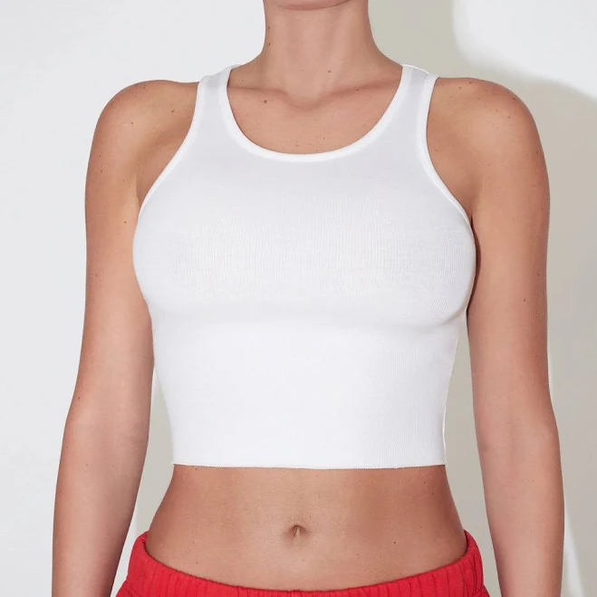 top Kylie Jenner Cropped Raw Hem Rib Tank Khy $40