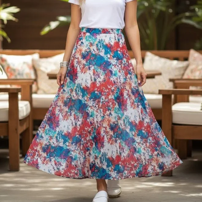 bottoms La Hearts Skirts | Colorful Abstract Print Maxi Skirt | Flowy Statement Piece | Spring Summer | Color: Blue/Pink | Size: M | Skyblue333's Closet Poshmark $35
