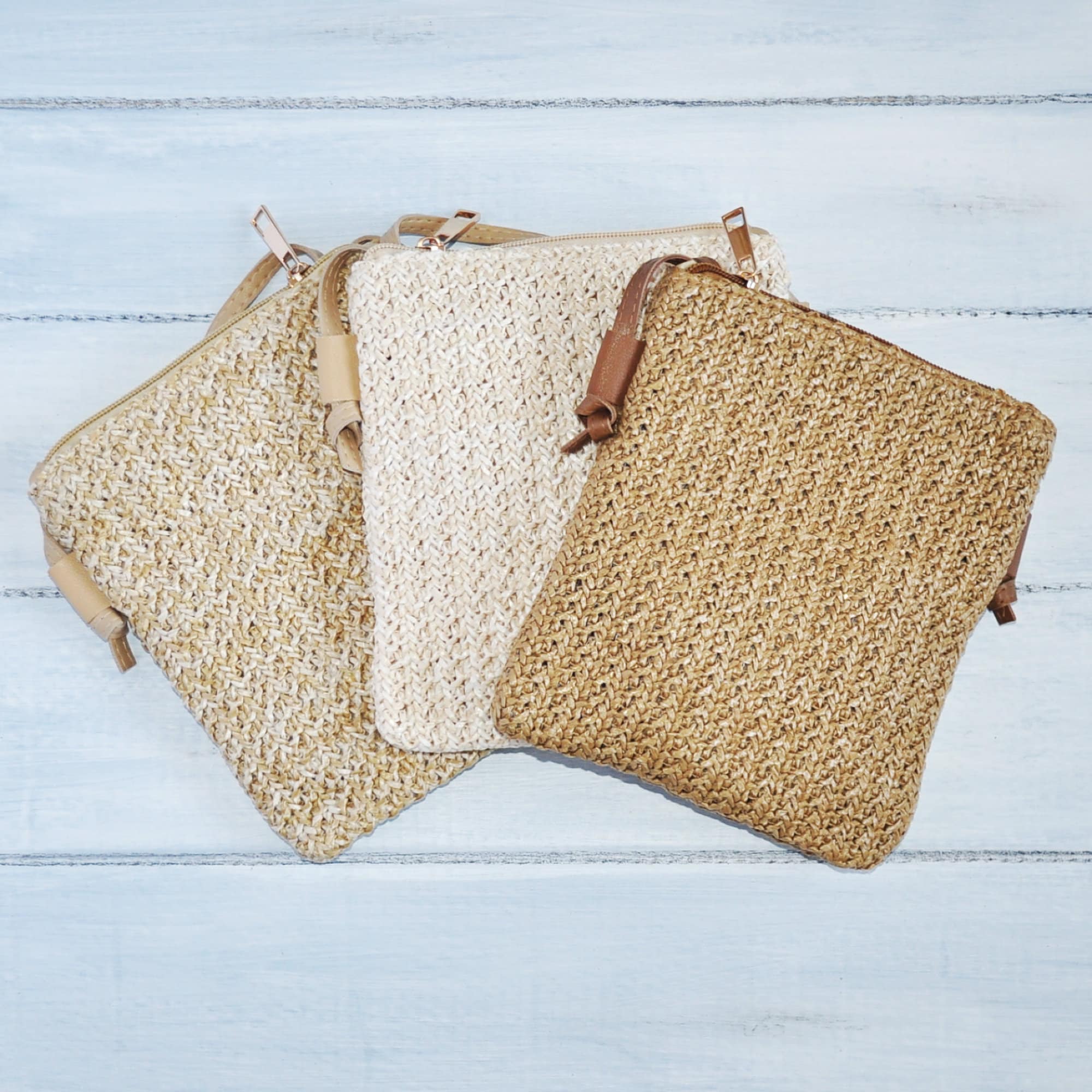 bag Ladies Soft Natural Straw Weave Effect Cross Body Bag with Vegan Leather Strap - 3 Colours Available Etsy $20.71