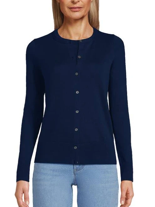 top Lands' End Women's Fine-Gauge Cotton Cardigan Sweater Nordstrom $89.95