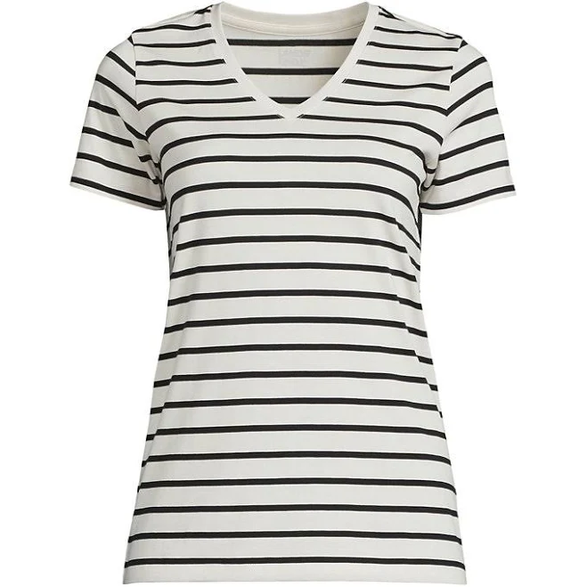 v neck Lands' End Women's Relaxed Supima Cotton V-Neck T-Shirt Lands' End $19.97