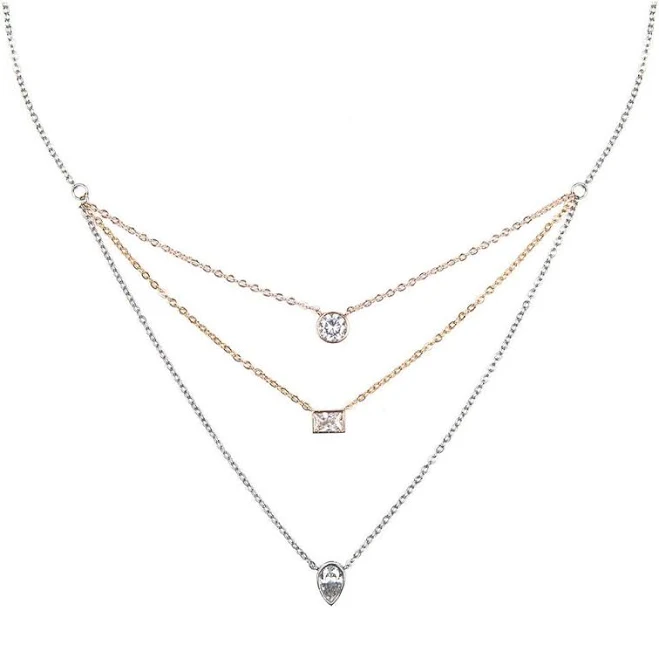 accessory Layered Mixed Metal Necklace CZ by Kenneth Jay Lane $25