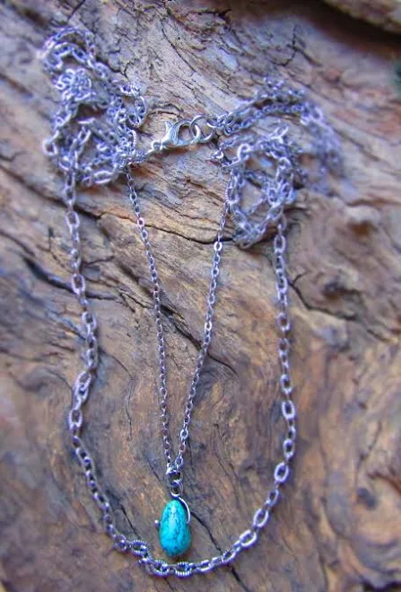 accessory Layered Silver Turquoise Stone Chain Necklace Etsy - Seller $21