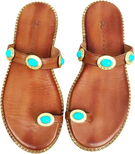 shoes Leather Sandals with Turquoise Stones Etsy - Seller $95.32