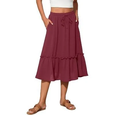 skirt LEVEN Women's High Waist Tiered Flowy Skirt with Pockets Target $48.99