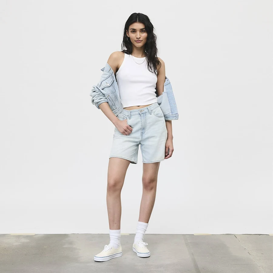 shorts Levi's High Rise Baggy Linen+ Denim Lightweight Women's Shorts - Light Wash 31 Levi's $39.98