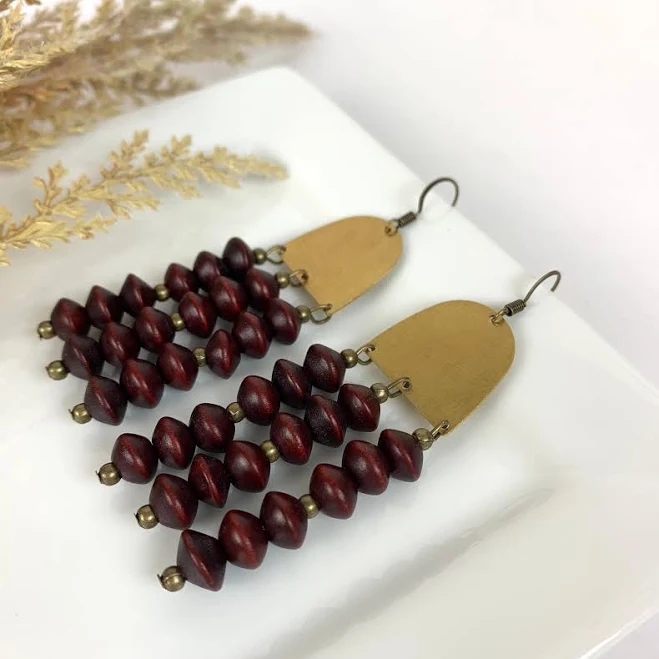 accessory Lightweight Boho Wooden Bead Dangle Earrings Etsy - BevinBold $20