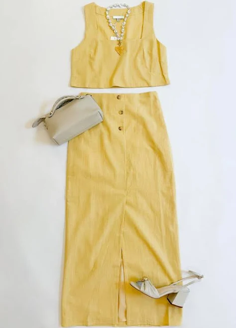 two piece set Linen Midi Skirt Christina Lynns $72