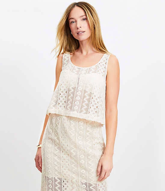 top Loft Women's Beach Geo Crochet Tank Top LOFT $20.93