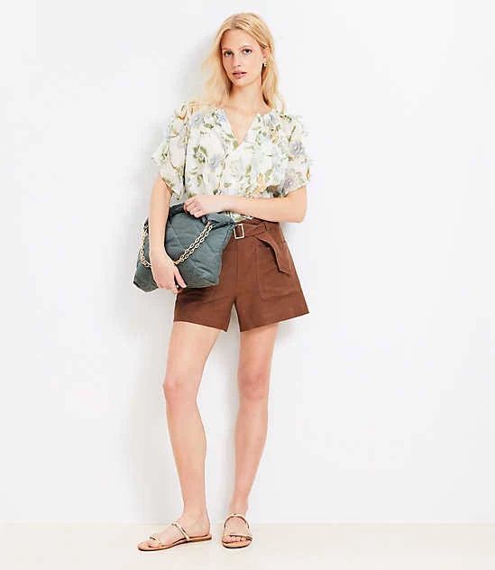 shorts Loft Women's Belted Linen Blend Shorts LOFT $34.88