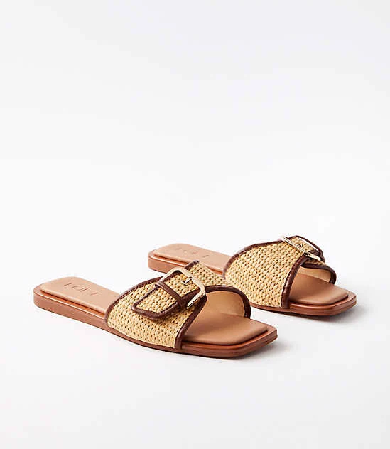 shoes Loft Women's Straw Buckle Slide Sandals LOFT $35.99
