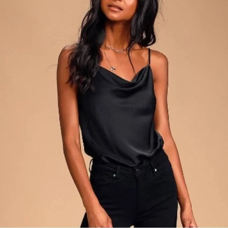 bodysuit Lulus Exclusive Sleeveless Cowl Neck Satin Bodysuit Poshmark $15