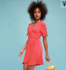 dress Lulu's My Philosophy Coral Pink Wrap Dress Poshmark $30