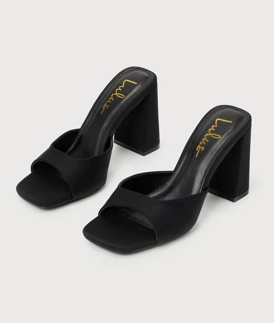 shoes Lulus Satin High Heel Slide Sandals Lulus $49