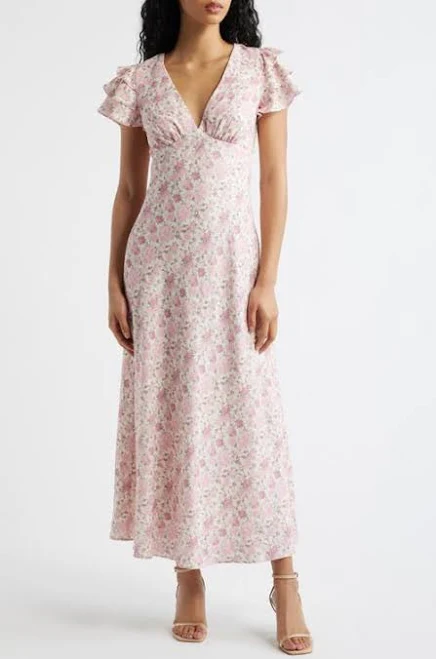 dress Lulus Vienna Floral Flutter Sleeve Maxi Dress Nordstrom $98