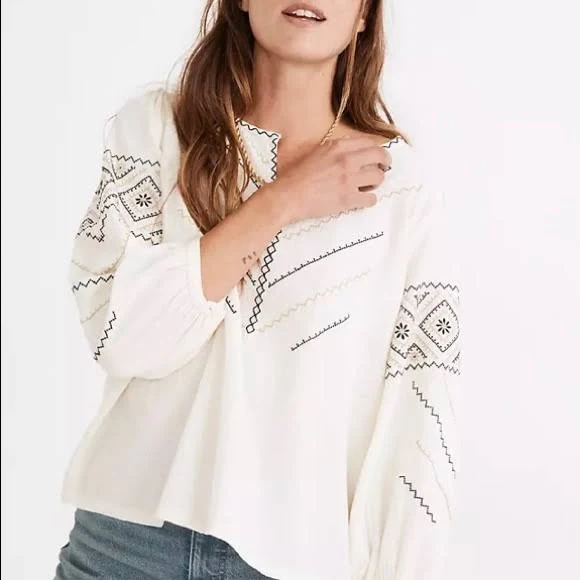 top Madewell Embroidered Peasant Top Poshmark $25