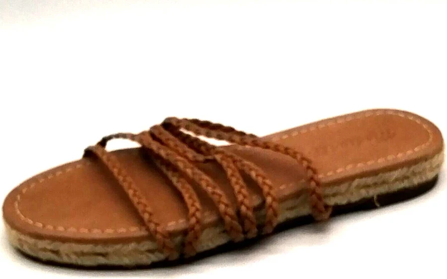 shoes Madewell Womens Braided Straps Slide Sandal Tan Leather Flat Heel eBay - fantastic_shoes $17.49