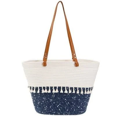 bag Magid Natural Cotton Woven & Faux Leather Fringe Shoulder Tote Target $24