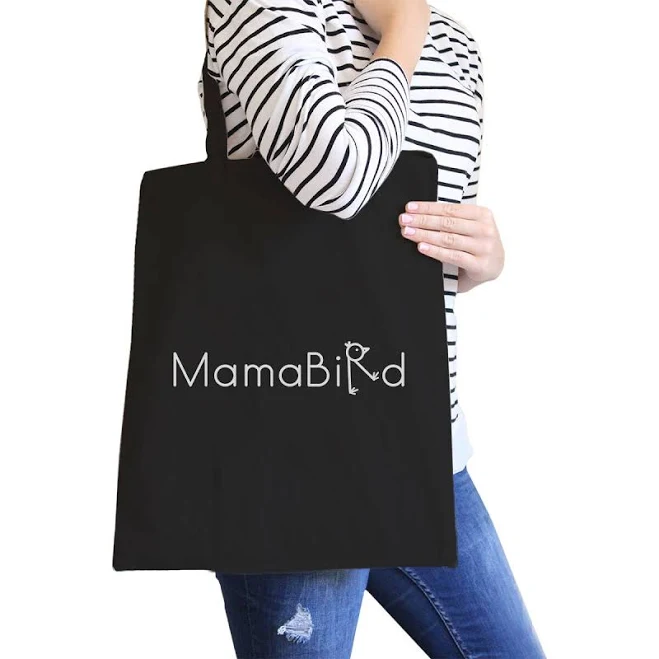 bag Mamabird Simple Cute Trendy Graphic Printed Black/Natural Canvas Tote Bag Etsy - ThreeSixFiveDesign $22.99