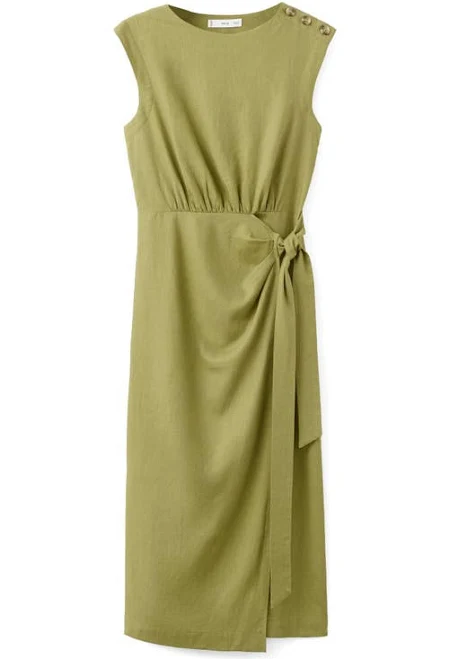 sundress MANGO Women's Linen Wrap Midi Dress Nordstrom $89.99