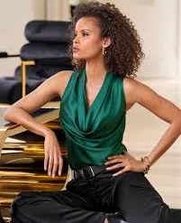 top Marilyn Cowl-Neck Charmeuse Blouse Deep Emerald Boston Proper $49.98