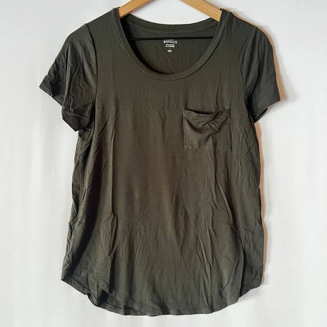 top Market & Spruce Army Green Scoop Neck Pocket Tee Soft Modal Blend eBay $15