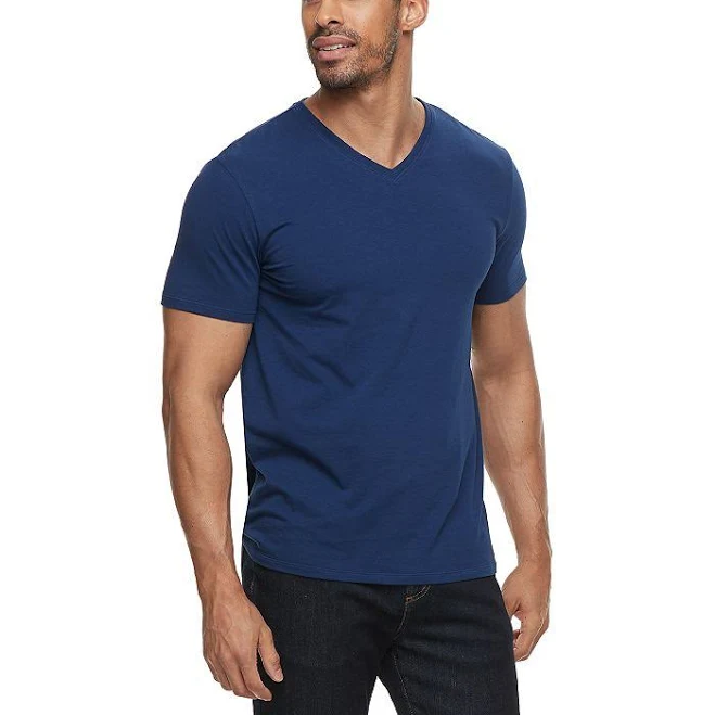 v neck Men's Apt. 9 Premier Flex Short Sleeve V-Neck Tee, Size: Medium, Blue Navy Kohl's $11.99