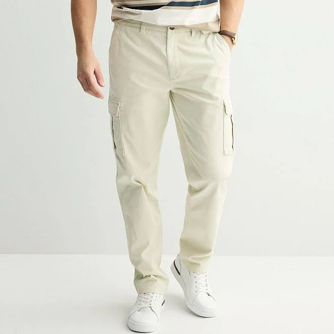 cargo pants Men's Sonoma Goods For Life Straight-Fit Flexwear Cargo Pants, Size: 36X30, Sand Kohl's $20.99