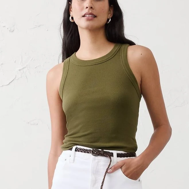 sleeveless top Midnight Lagoon Women's Ribbed Racer Tank Banana Republic Factory $18