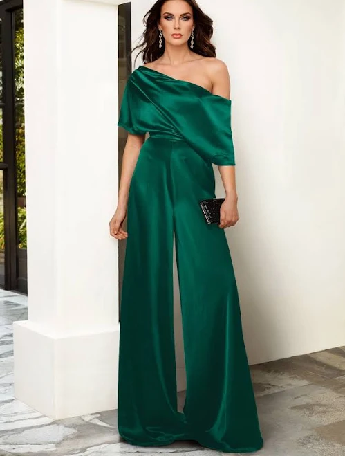 jumpsuit Missacc Elegant Asymmetrical Neck Floor-Length Silk Like Satin Evening Dress Missacc $129