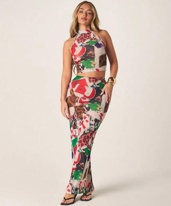 matching set Missguided Women's High Neck Cami Top and Maxi Skirt Two Piece Set missguided $14.52