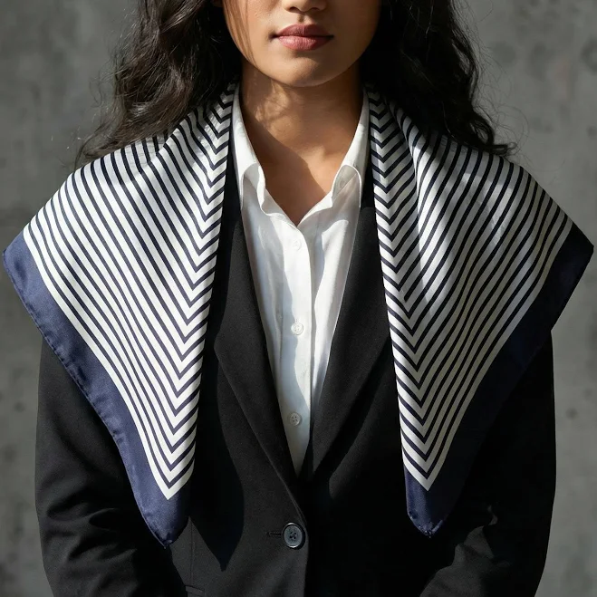 accessory Modern Minimalist Geometric Stripe Satin Scarf Etsy - Seller $4.43