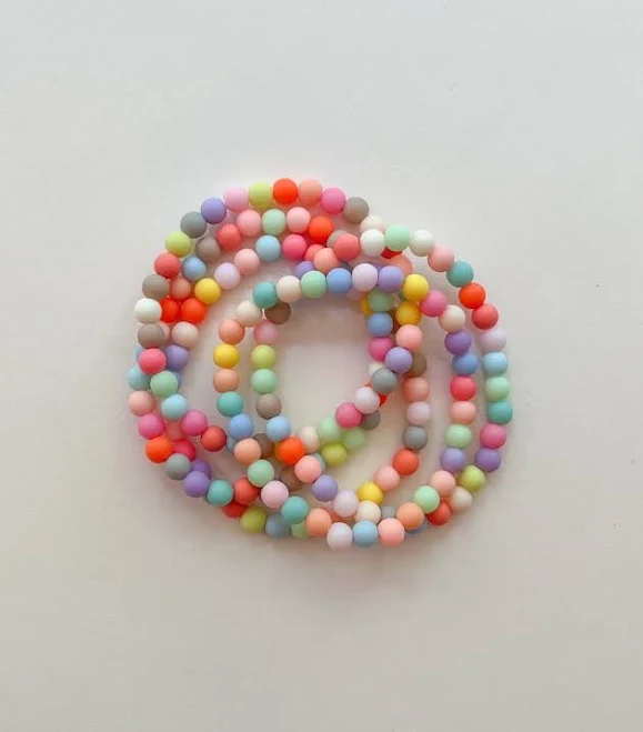 accessory multicolor stacking bracelets, pastel rainbow stretchy bracelet, 6mm beaded bracelet, best friend gift for her, layering jewelry Etsy - letterhappy $15