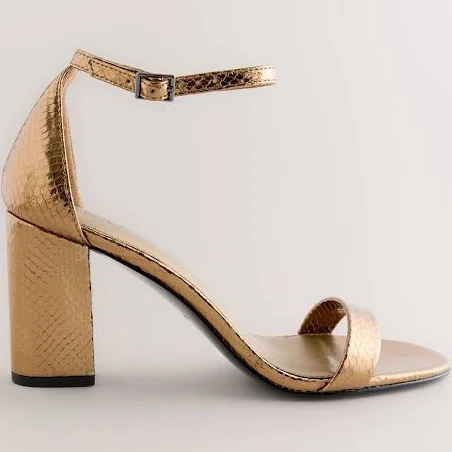 shoes Next Bronze Women's Block Heel Sandals Next USA $58