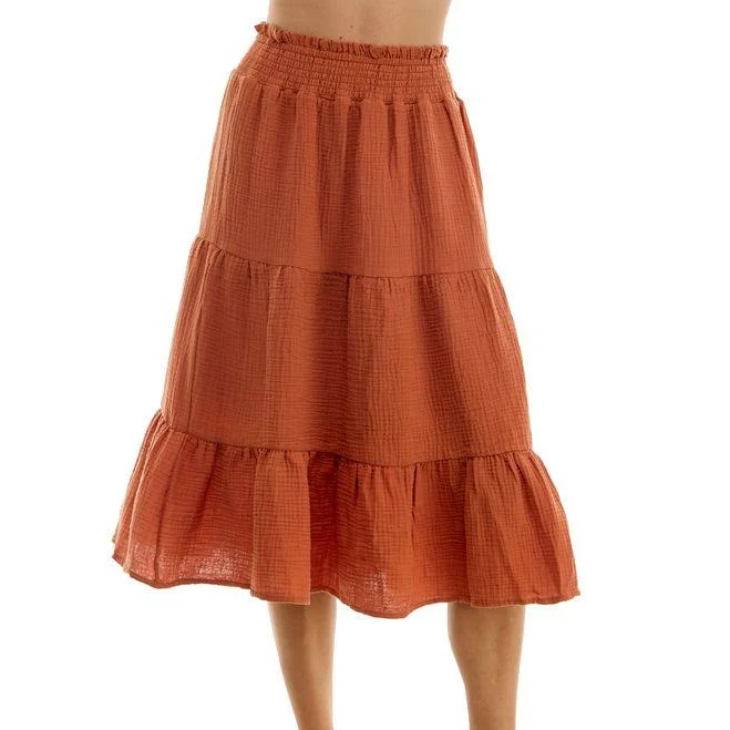 skirt No Comment Juniors' Cotton Gauze Tiered Midi Skirt Poshmark $20
