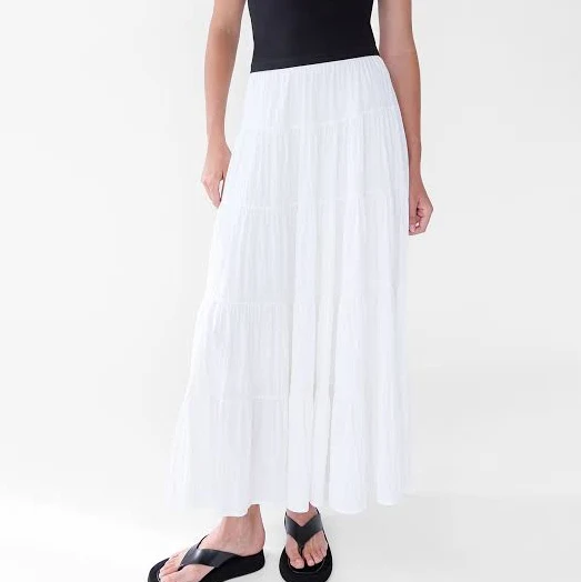 skirt Oak + Fort Tiered Skirt with Elastic Waistband Oak and Fort US $24.99
