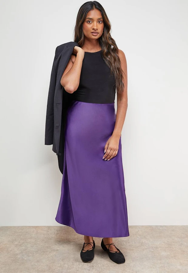 bottom Oasis Women's Bias Cut Satin Midi Skirt boohoo USA $24