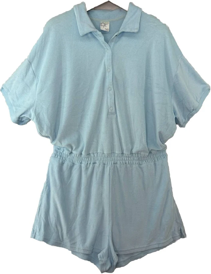 cover up Offline By Aerie Women’s Summer Lights Light Blue Terry Romper Size eBay - briarroseboutique $28.95