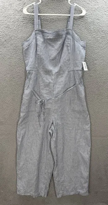 jumpsuit Old Navy Jumpsuit Womens Xl Blue White Striped Linen Blend Cami Wide eBay - retrothriftshack $24.99