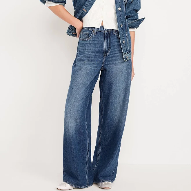 wide leg pants Old Navy Women's High-Waisted Baggy Wide-Leg Jeans Old Navy $24.99