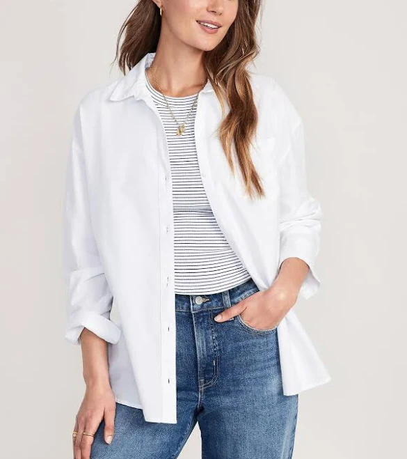 top Old Navy Women's Oversized Button-Down Boyfriend Shirt Old Navy $19.99