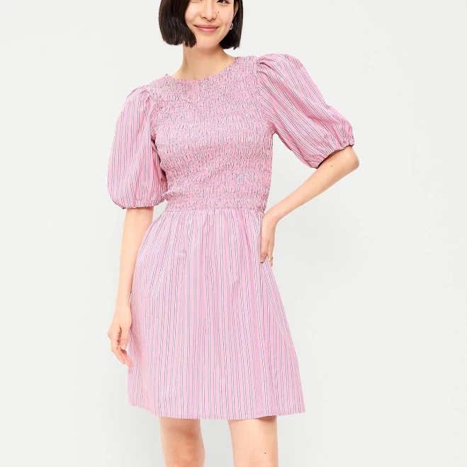 dress Old Navy Women's Smocked Puff-Sleeve Flare Mini Dress Old Navy $20.49