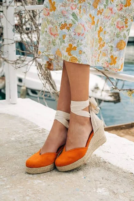 shoes Orange Suede Espadrille Wedges: Handmade Jute Platform Shoes Etsy - aeliasandals $166.2